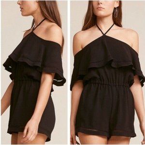 By BB Dakota Women's Size Small Off The Shoulder Black Eyelet Romper